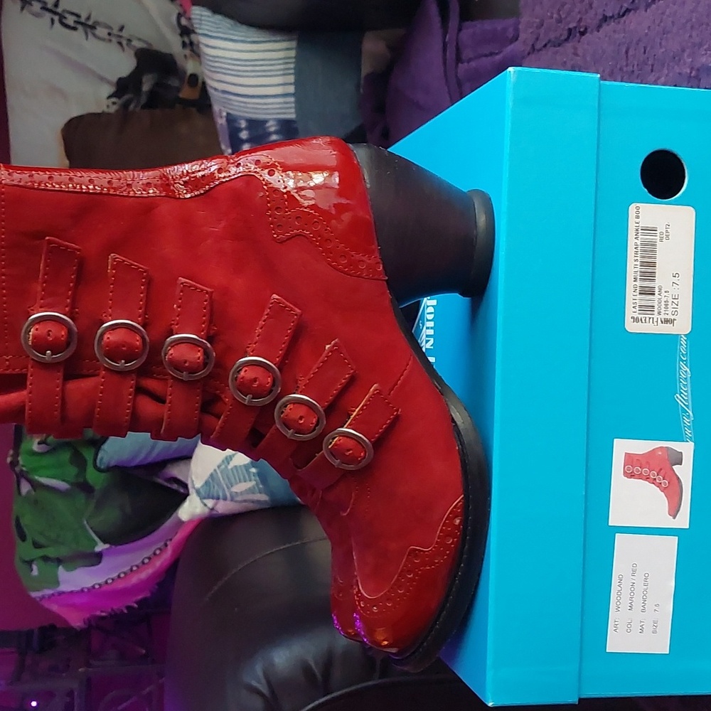 John Fluevog Red Woodland Boots - Picture 2 of 6
